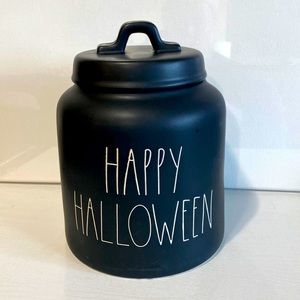 Rae Dunn Happy Halloween Canister Black and White Rare